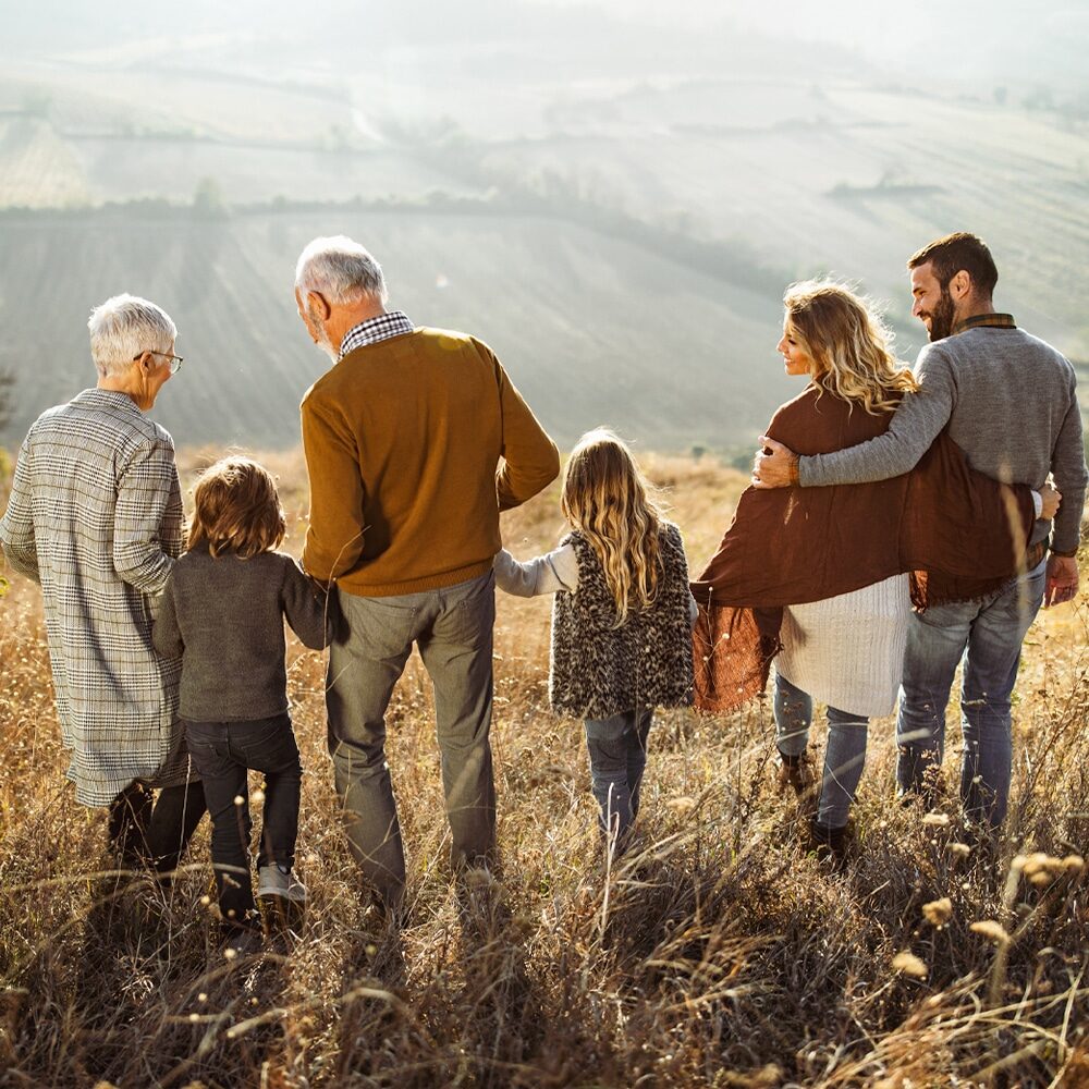 family in field