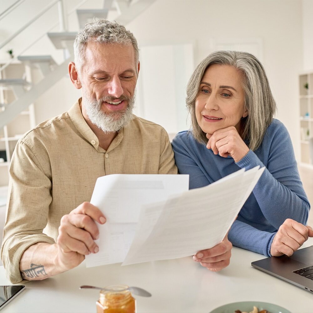 Couple looking over retirement plans